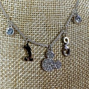 Disney 90 years collector necklace sterling silver .925 and CZ dangle charms